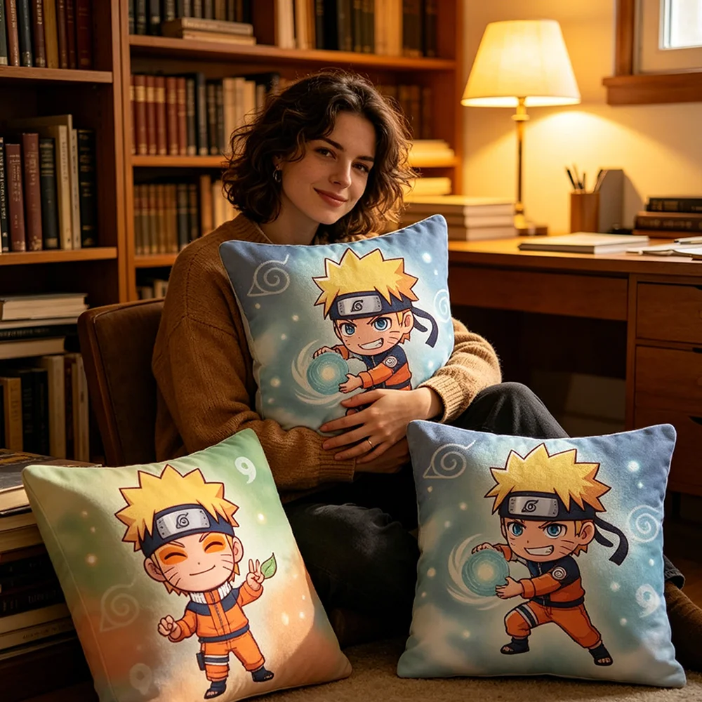 Uzumaki Naruto Square Cushion Cover Baby Skin Friendly Matte Polyester Throw Pillow Case Sofa Bedroom Decor Waist Pillow Covers