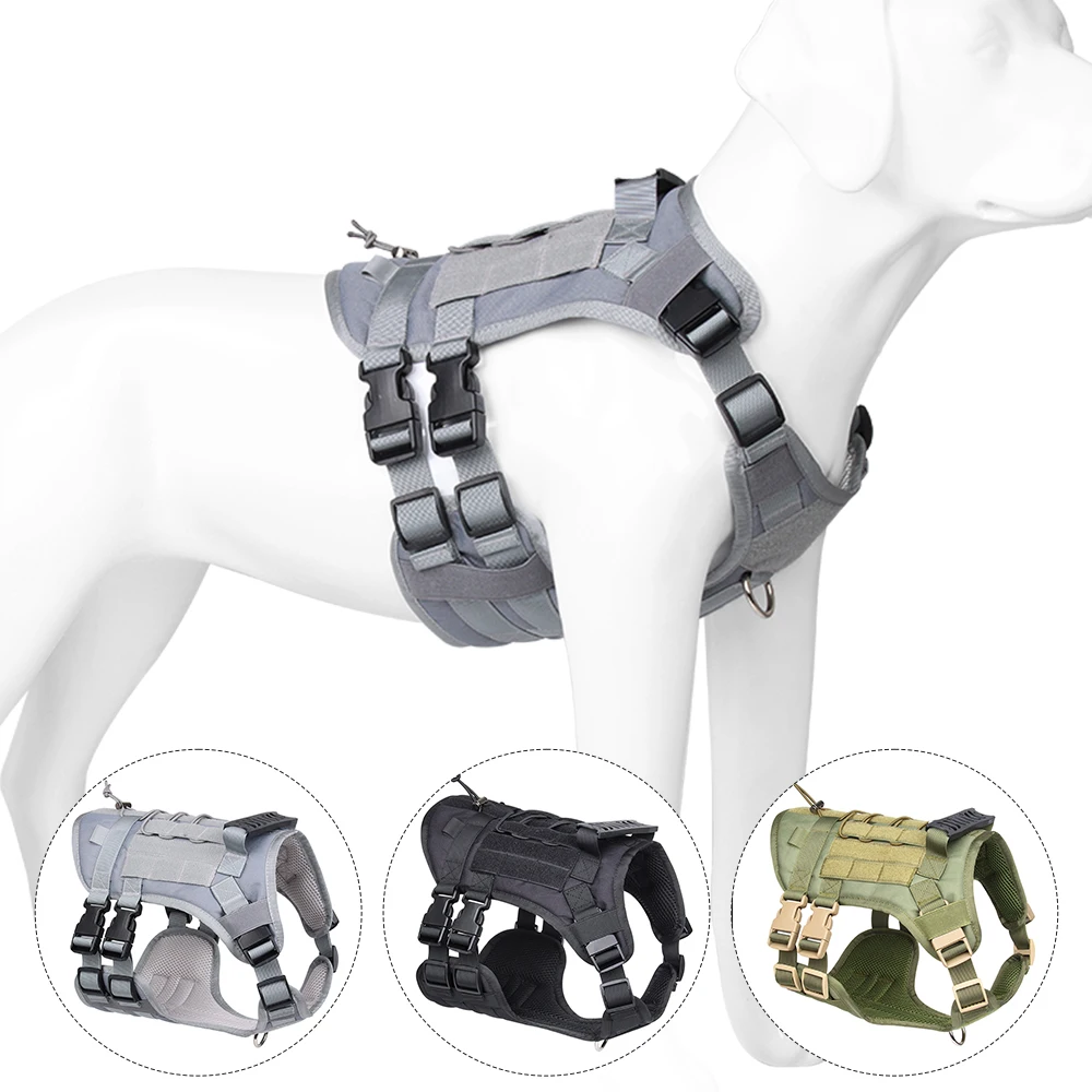

New Tactical Dog Harness for Large Dogs No Pull Lightweight Oxford Pet Vest Multi Functional Durable Design Reflective