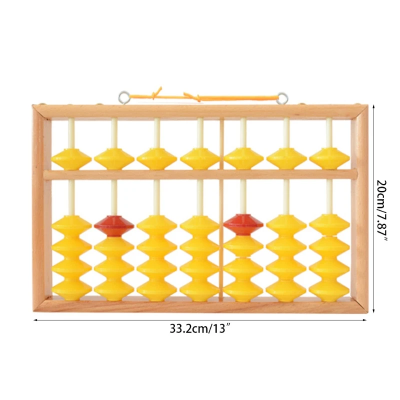 Professional 7 คอลัมน์ Abacus แบบพกพา Abacus ไม้เครื่องคิดเลขสำหรับเหมาะสำหรับนักเรียนวัยรุ่นครูโรงเรียนบทเรียนคณิตศาสตร์ QXNF