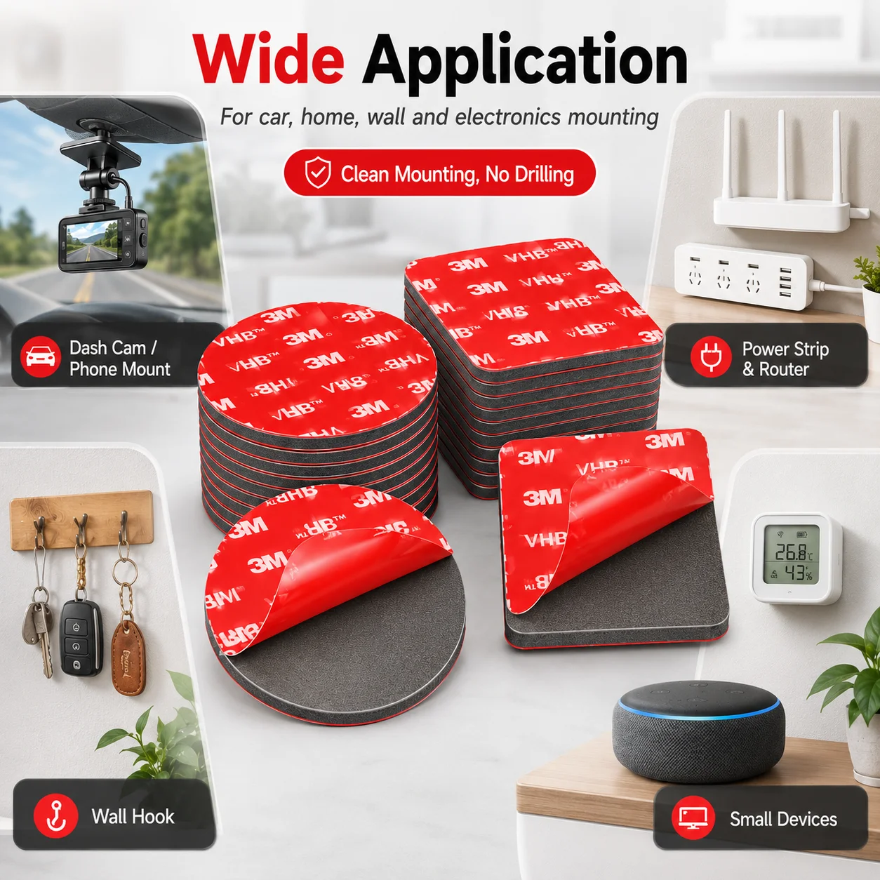 Original 3M VHB Double Sided Foam Tape Heavy Duty Adhesive Dash Cam Mount Mounting Tape Black for Automotive Car Home Use gallery 2