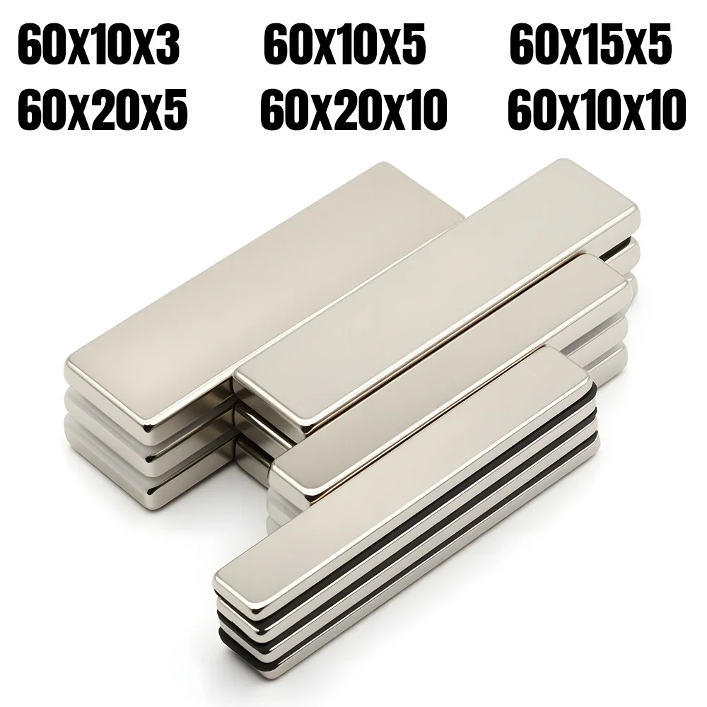 

Block Super Strong Neodymium Magnet Powerful Magnets N35 Permanent Magnetic NdfeB Refrigerator DIY 60x10x3 60x15x5 60x20x10mm