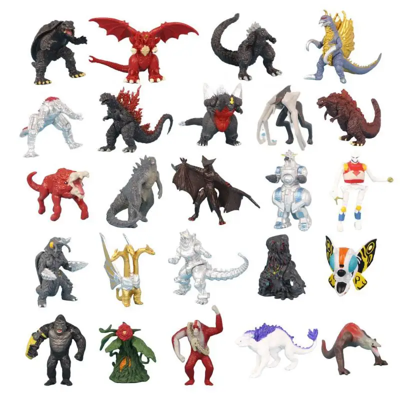 24 Pcs/Set Godzilla Figures 5-8cm Q Version Rodan Mothra King Ghidorah Car Desktop Ornaments Decorations Toys Gifts For Kids