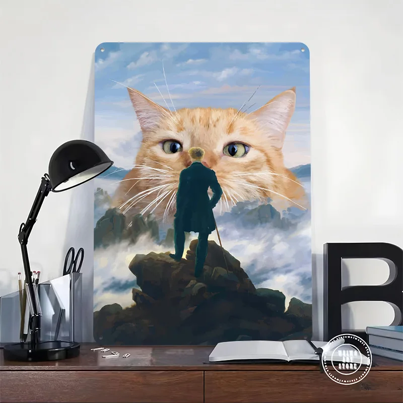 Wanderer Above the Sea of Cats Metal Poster Perfect Gift for Fans Lovers Personalized Wall Art Metal Sign for Office Decor Room