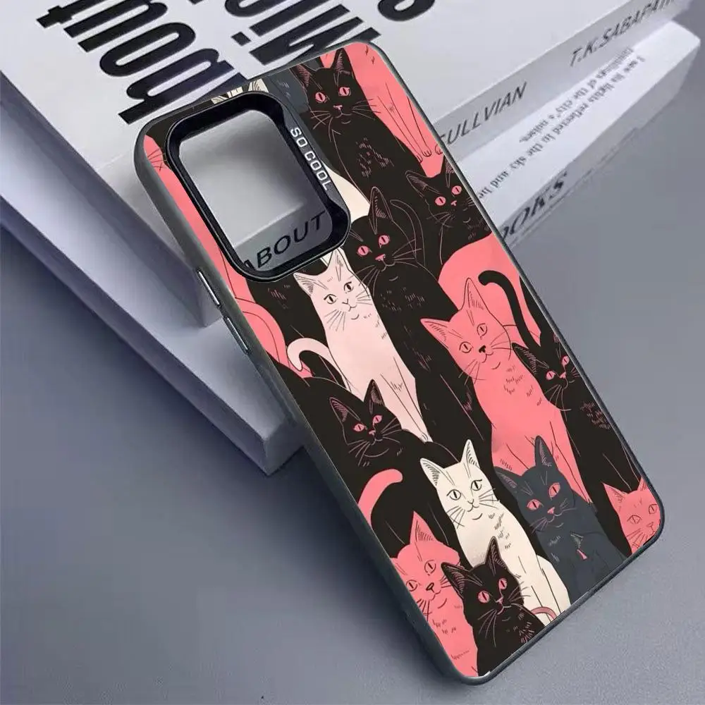 شاشة مليئة بالقطط جراب هاتف لهاتف جالاكسي S25 S24 S23 S22 S21 S20 Ultra/ FE/Plus غطاء خلفي مقاوم للصدمات مضاد للبصمة #3