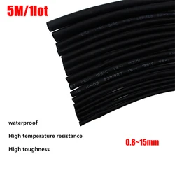 5 METER/LOT BLACK 1mm 1.5mm 2mm 2.5mm 3mm 3.5mm 4mm 5mm 6mm Heat Shrink Tubing Tube