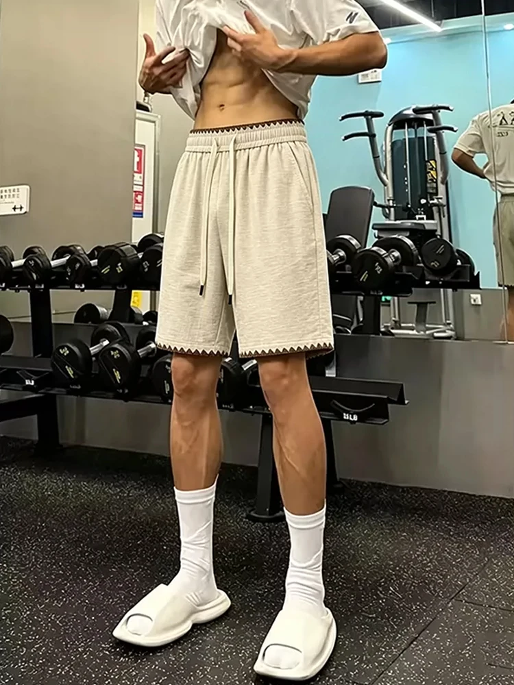 

Loose Men's Summer Shorts Breathable Linen-Like Beach Pants Quick-Dry Comfortable Five-Part Trousers Straight Leg Fashionable
