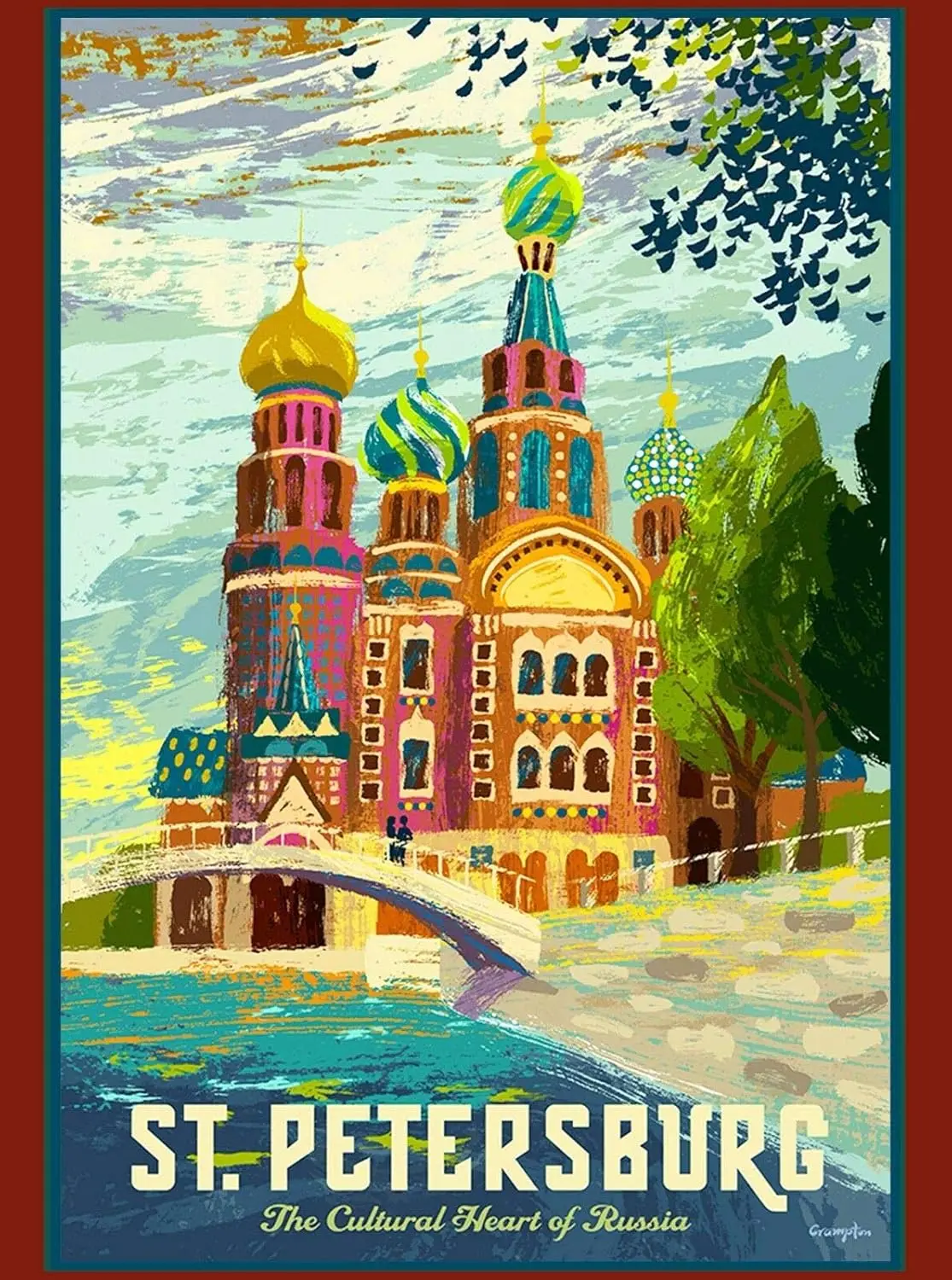 TYmall Metal Sign Wall Plaque St. Petersburg Russia Russian St. Basil’s Cathedral Travel Advertisement Art Decor House Home Tin