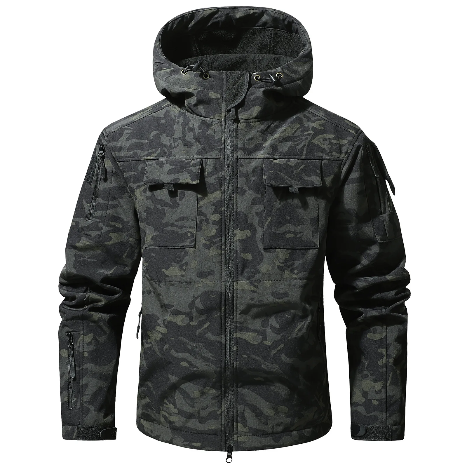 الرجال لينة قذيفة التمويه الشتاء سترة مقاوم للماء صوف مبطن الصيد الستر في الهواء الطلق المشي لمسافات طويلة الصيد معطف مقنع MY1152 #2
