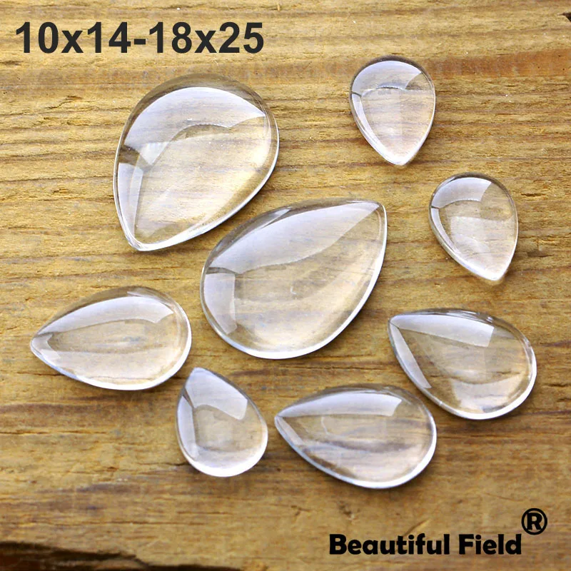 10x14mm 13x18mm 18x25mm 20x30mm Clear Drop Glass Cabochons Blank Cameo Set Handmade Settings Stones Transparent Domed