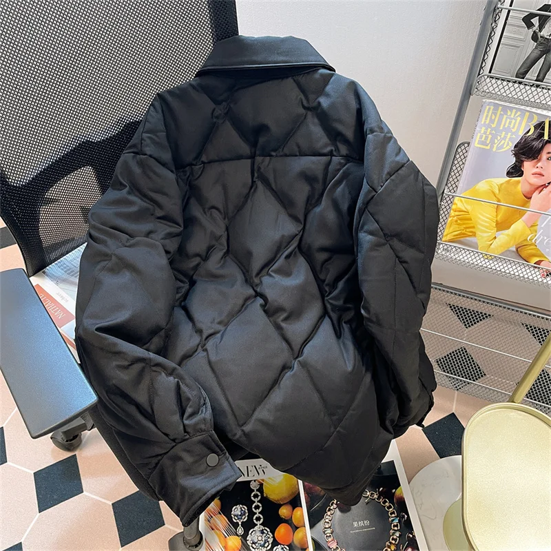 French Retro National Style Down Jacket For men Women in Autumn Winter 2023 High-end Feeling Diamond Checkered Women's Jacket