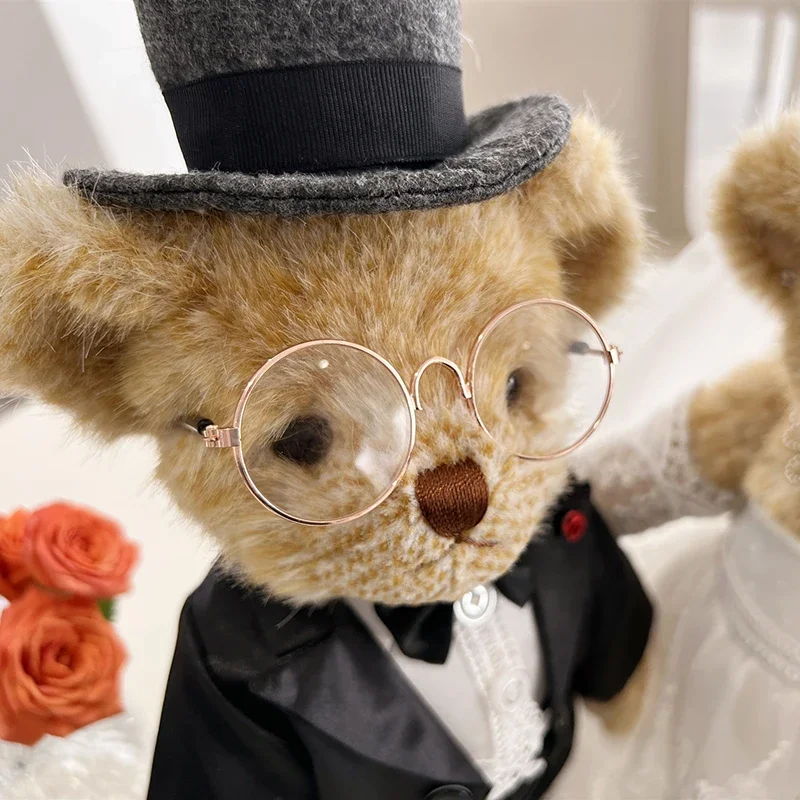 Wedding Couple Teddy Bear with Long Train Gown & Tuxedo - Jointed bear for Bridal Decoration, Bedding Press Valentine's Day Gift
