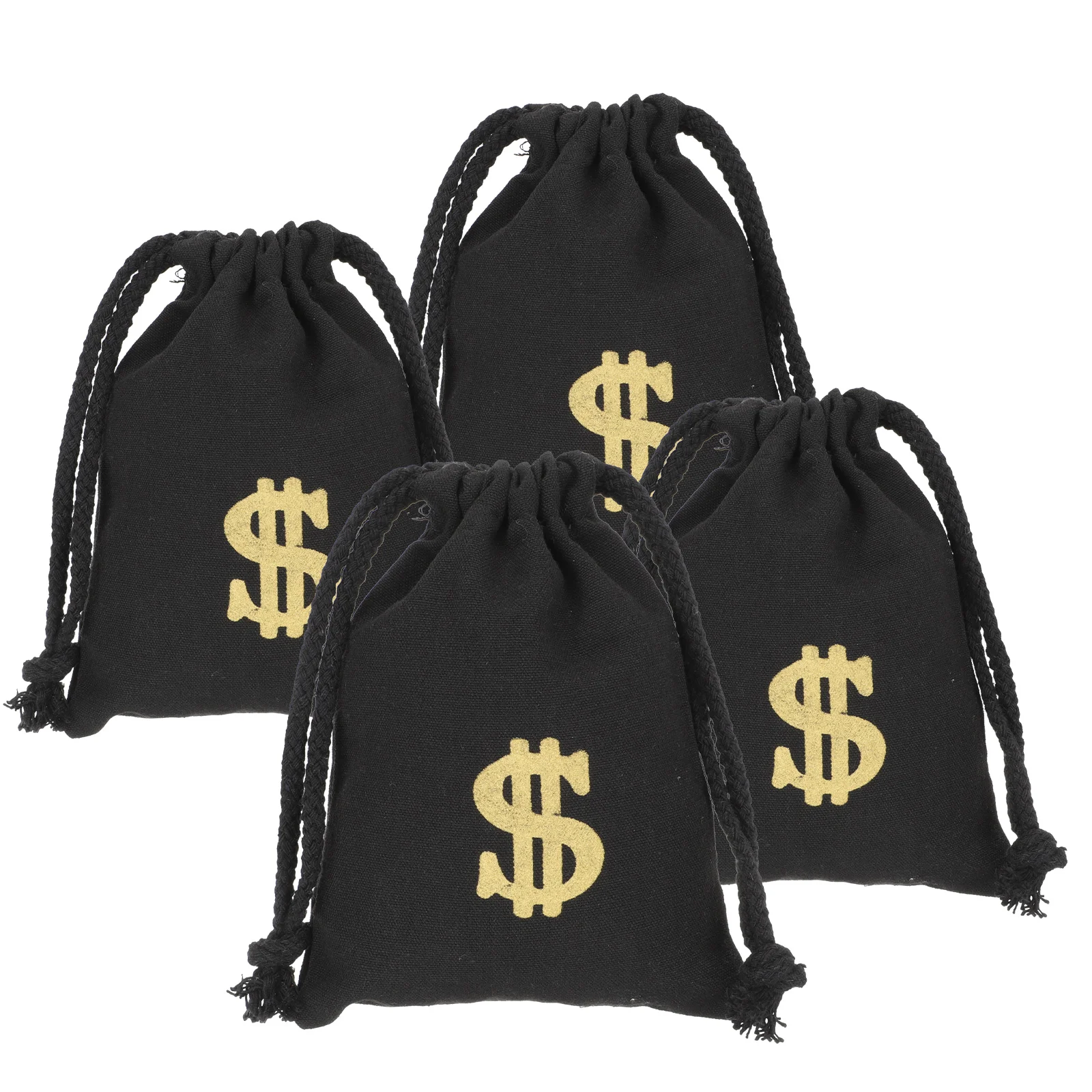 4 Pcs Purse Dollar Drawstring Bag Gift Bags Bulk Storage Pouches Canvas Coin Party Favor