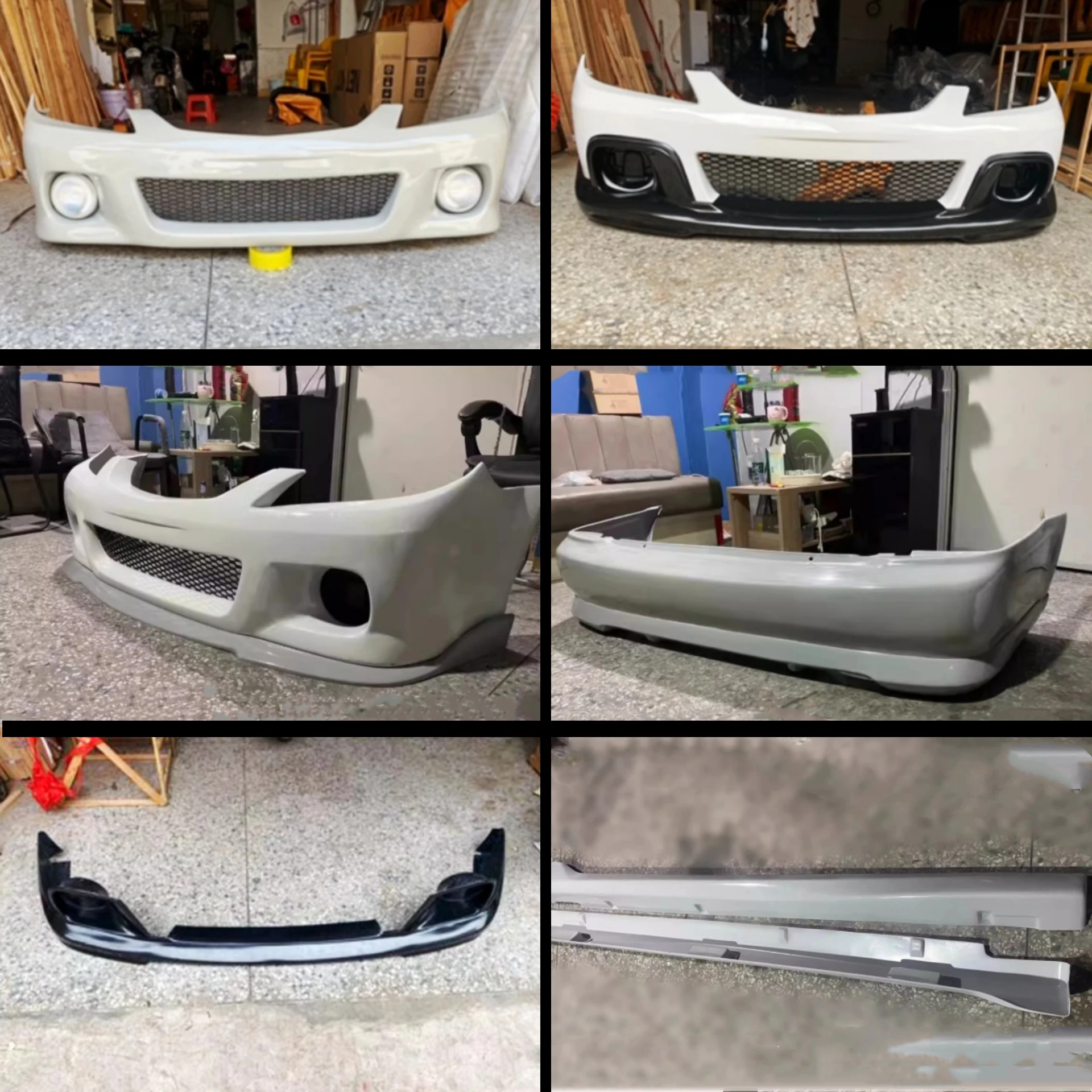 Unpainted Front Rear Bumper Side Skirt Spoiler for Mazda 323 Modified MPS Style Body Kit Car Accessories