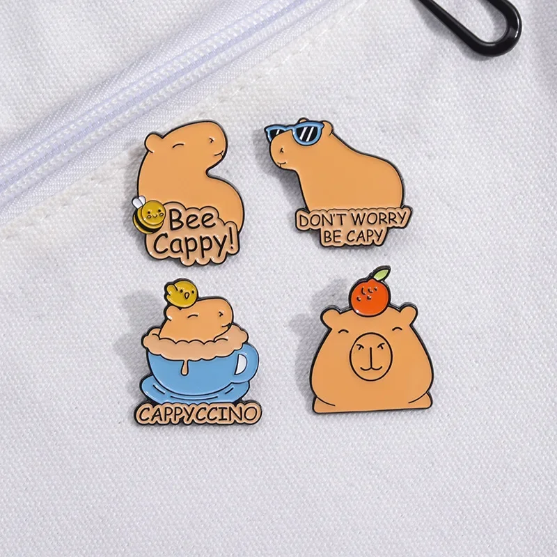 Cartoon Capybara Cute Animal Enamel Pin Hippopotamus Metal Brooch Backpack Clothes Lapel Badge Decoration Jewelry Gift Wholesale