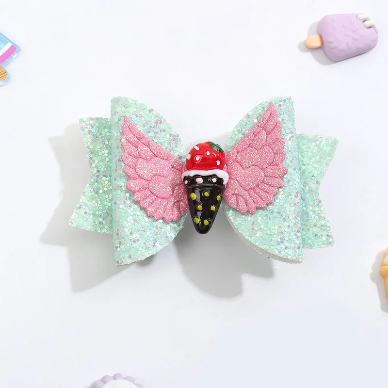 Sweet Unicorn Hair Clips For Baby Girls Glitter Bows Boutique Hairpins Angel Wings Headwear Ice Cream Hairpin Kids Styling Tools