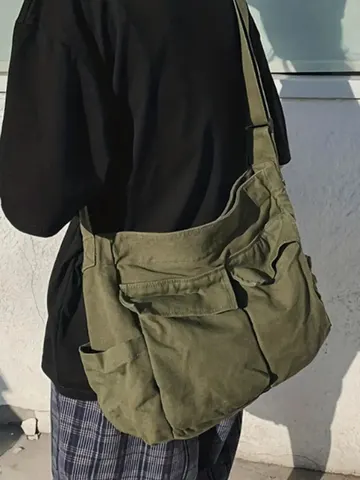 Werkkleding canvas schoudertas Retro Messenger Bag met grote capaciteit Nieuwe studentenklasse Messenger Bag