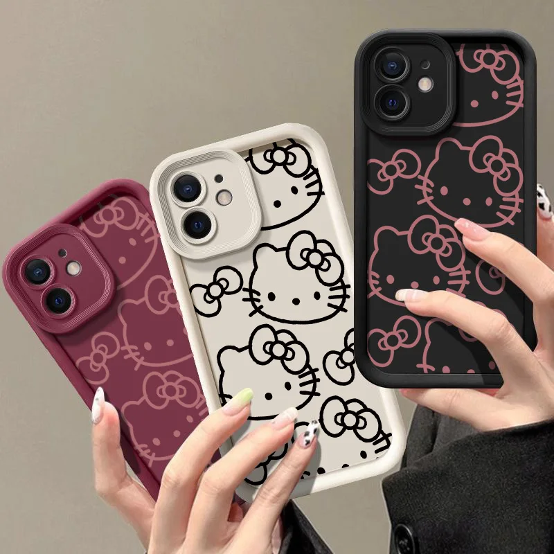 Kawaii Pink Hello Kittys Cute Phone Case for iPhone 16 15 14 13 12 11 Pro Max Mini XR XS X 7 8 6 6s Plus Soft TPU Back Cover - náhled 2