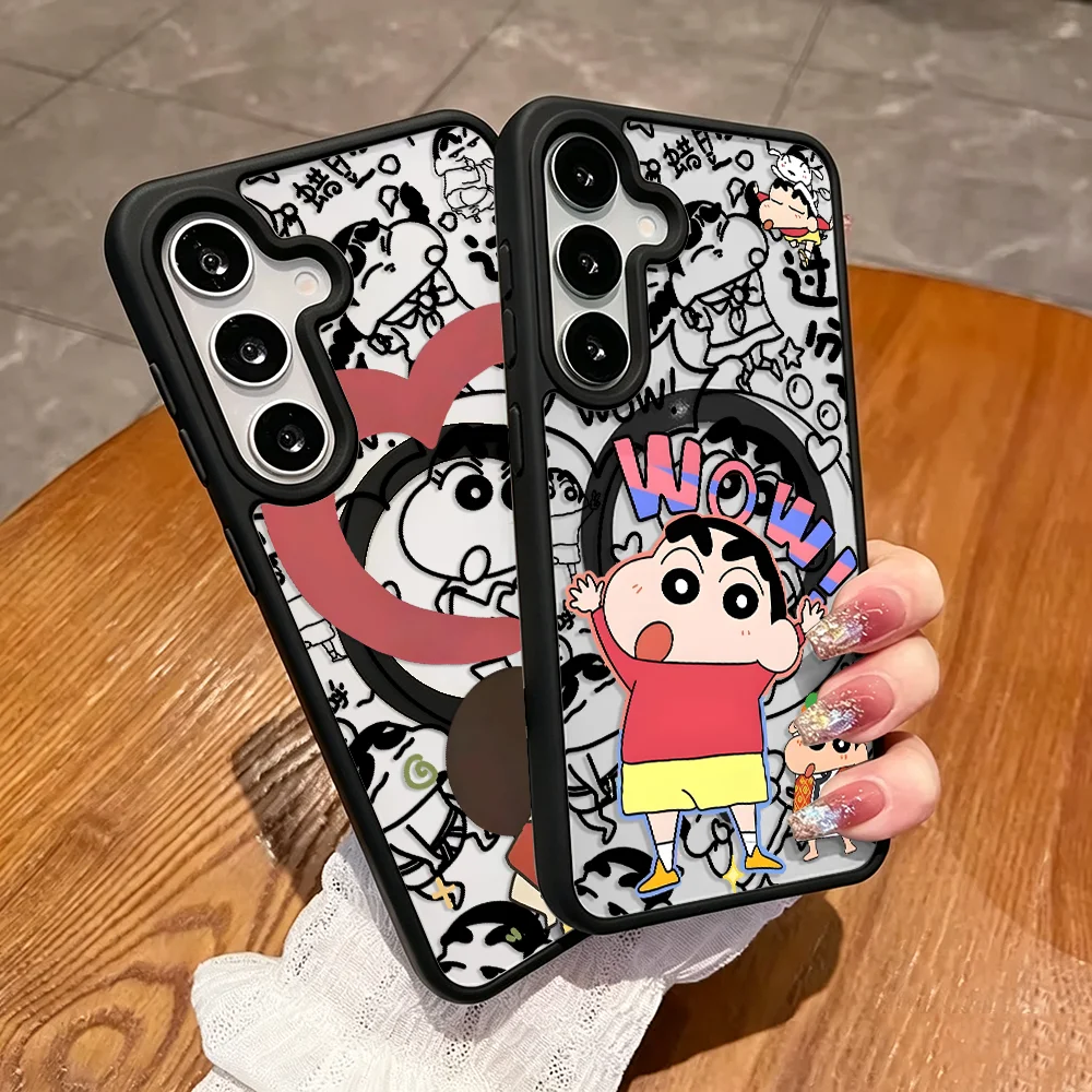 Cool Crayon Shin Chan Phone Case for Samsung Galaxy A57 A27 M17 A55 A37 A25 F17 A26 A17 A36 A16 A15 A35 A56 A54 Magnetic Cover