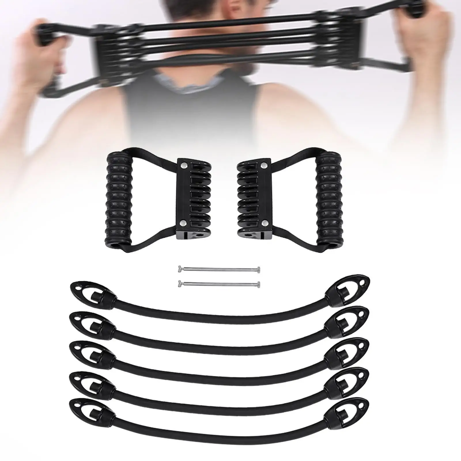 Banda de resistencia para hacer ejercicio en casa, práctico ejercitador de estiramiento, expansor de pecho para Yoga, banda de entrenamiento, bandas de ejercicio con mango