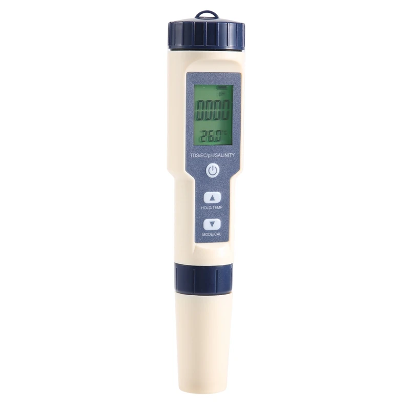 

5 In 1 TDS/EC/PH/Salinity/Temperature Meter Digital Water Quality Monitor Tester For Pools, Drinking Water, Aquariums(With Backl