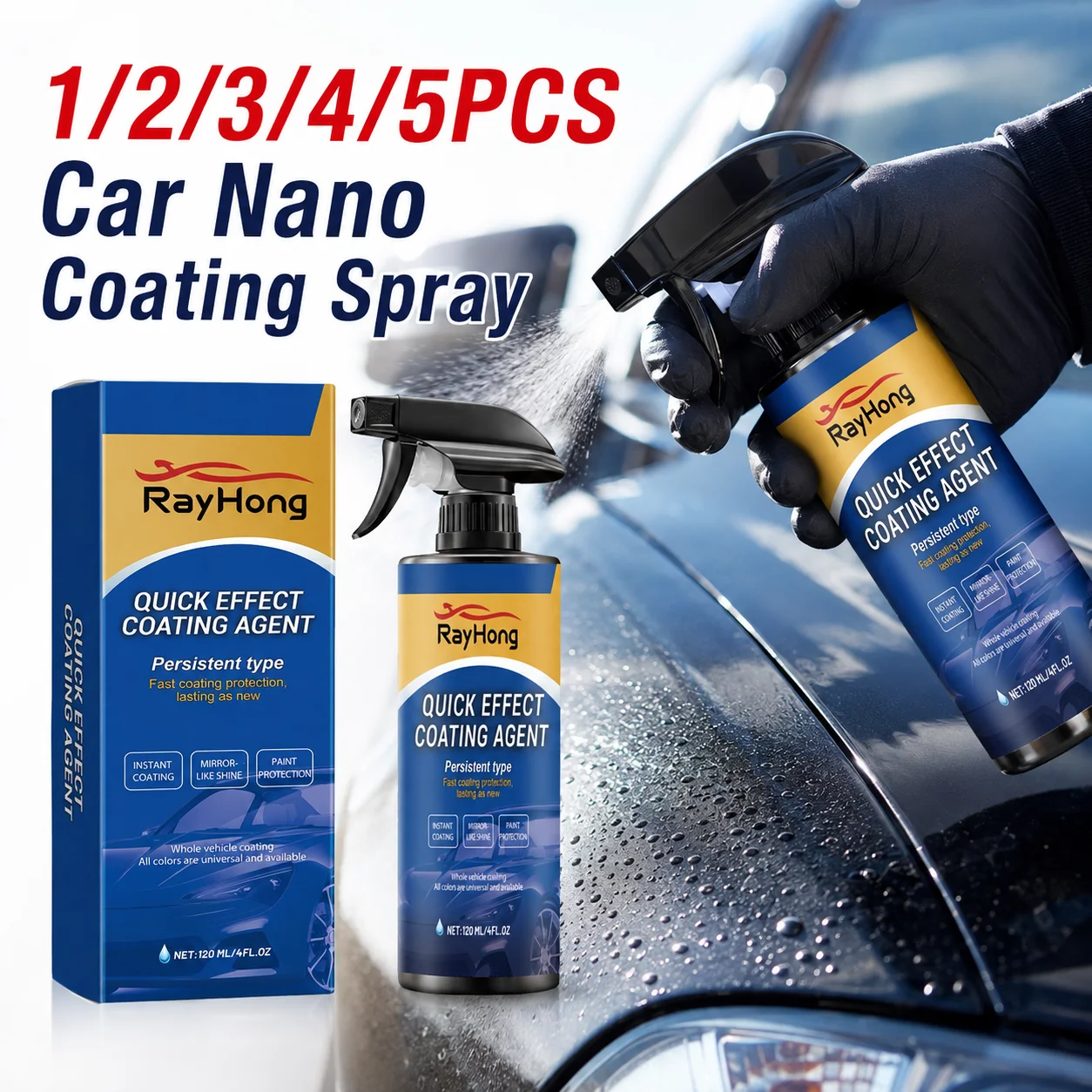 1-5PCS Car Nano Coating Spray Quick-Dry Hydrophobic Protection Polishing Maintenance Ceramic Coating Spray Crystal Coating Agent