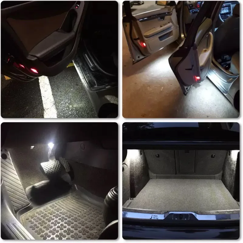 For Skoda Fabia Octavia Roomster Superb Rapid Kodiaq 2pcs LED Footwell Under Courtesy Light Luggage Trunk Glove Box Lamps view 5
