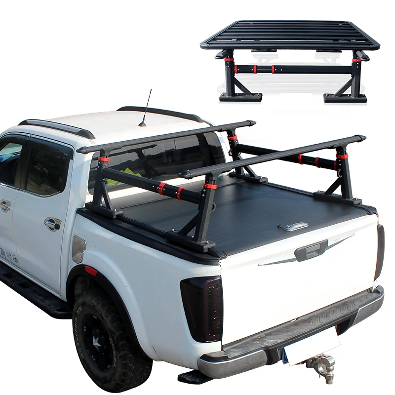 Canastilla Portaequipajes de Aluminio STLF con Barra Antivuelco para Hilux Revo Vigo Rocco Nissan Toyota Navara Tundra Amarok Vehículos 4x4