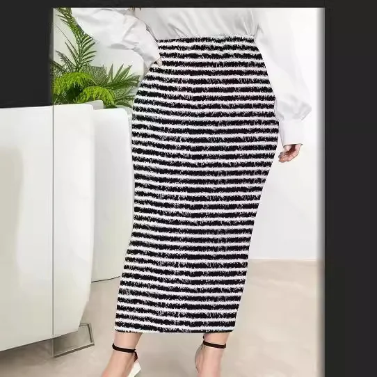 

Women's Spring/summer Style Black and White Striped Waist Skirt Pencil Skirt Long Skirt