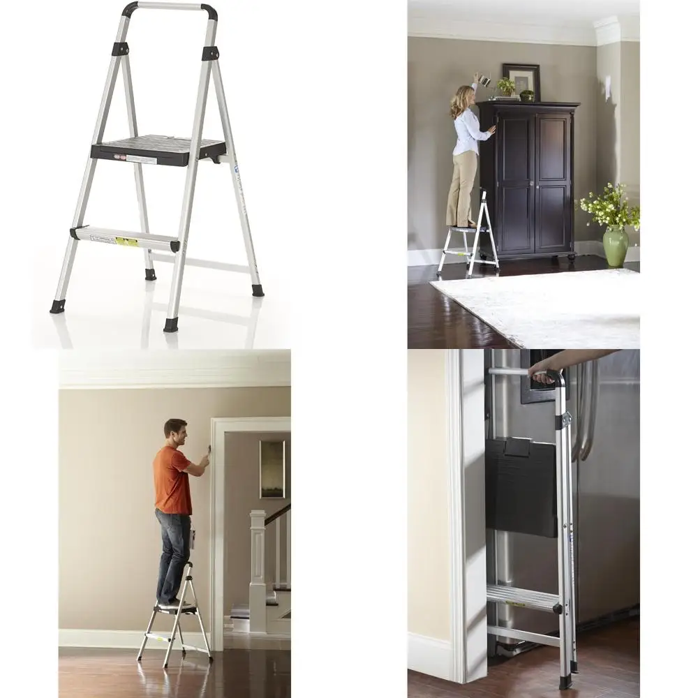 

Folding Step Stool Lightweight Aluminum Black 2-Step Solutions for Easy Access and Stability