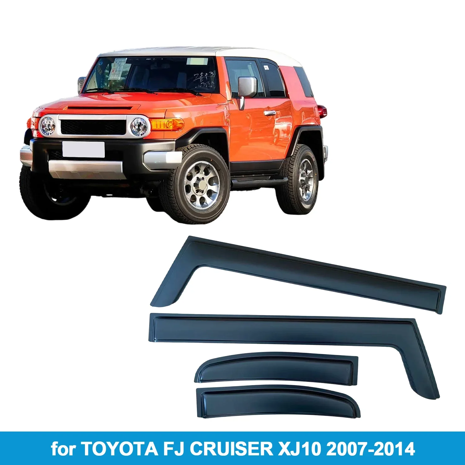 

Window Visor for TOYOTA FJ CRUISER XJ10 2007-2014 Rain Guard Side Vent Deflector Weathershield Outside-Mount Tape On