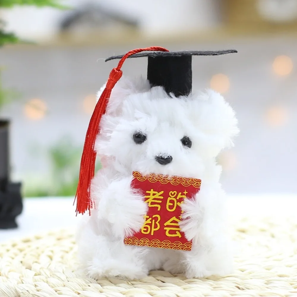 Cute Graduation Bear Plush Toy 13cm Hanging Graduation Bear Keychain Blessing Soft Stuffed Dr Bear Plush Doll Bouquet Decoration