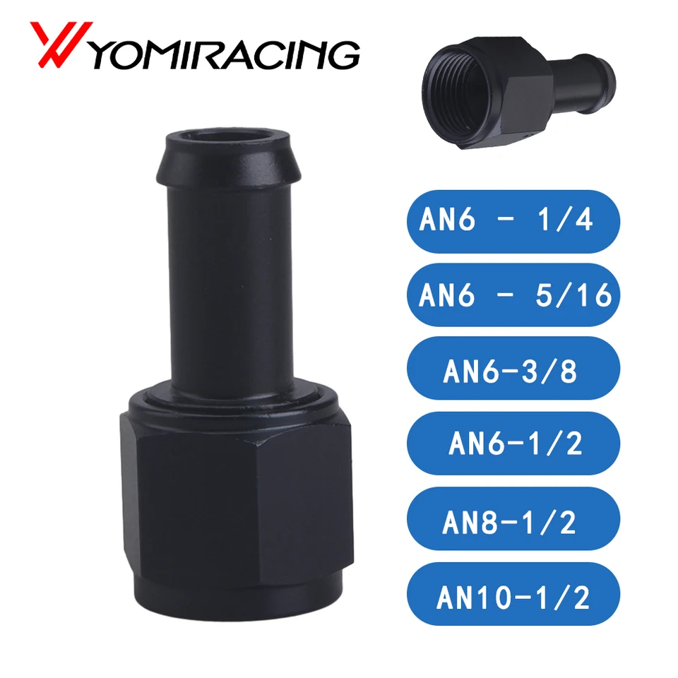 Black Aluminum Straight Female AN6 AN8 AN10 to 3/8,5/16,1/2,1/4