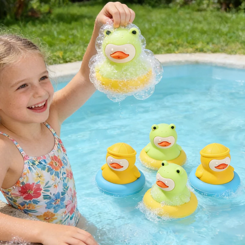 

Детские силиконовые игрушки для ванной без BPA: милые утята и лягушки, плавающие игрушки для младенцев и малышей, забавные игрушки для ванной, подарки для детей