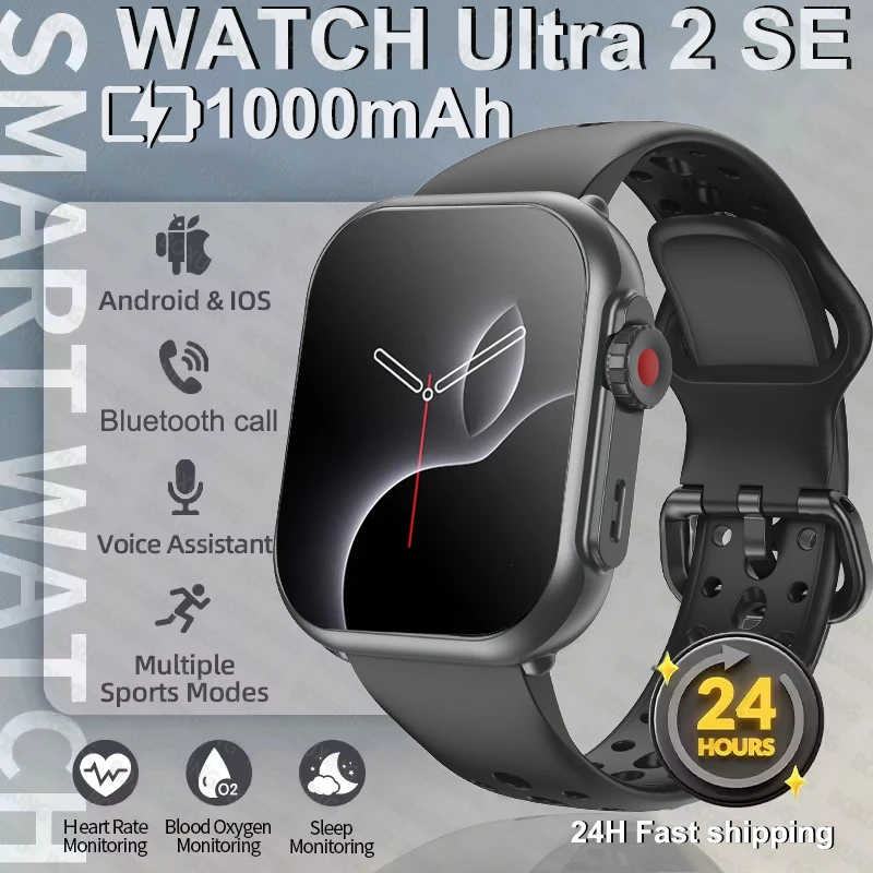 

Новые смарт-часы 2026 года Ultra K62 для мужчин и женщин с AMOLED-экраном, аккумулятором 1000 мАч, измерением пульса, поддержкой 100+ видов спорта, HD-вызовами по Bluetooth и водонепроницаемостью IP67