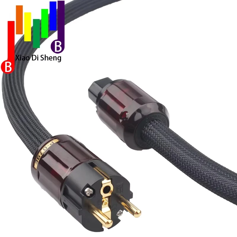 الصوت مرحبا نهاية Hifi مكبر للصوت OFC النحاس النقي Schuko اليورو الاتحاد الأوروبي + IEC التيار المتناوب أنثى ذكر مطلية بالذهب قابس طاقة سلك كابل الطاقة