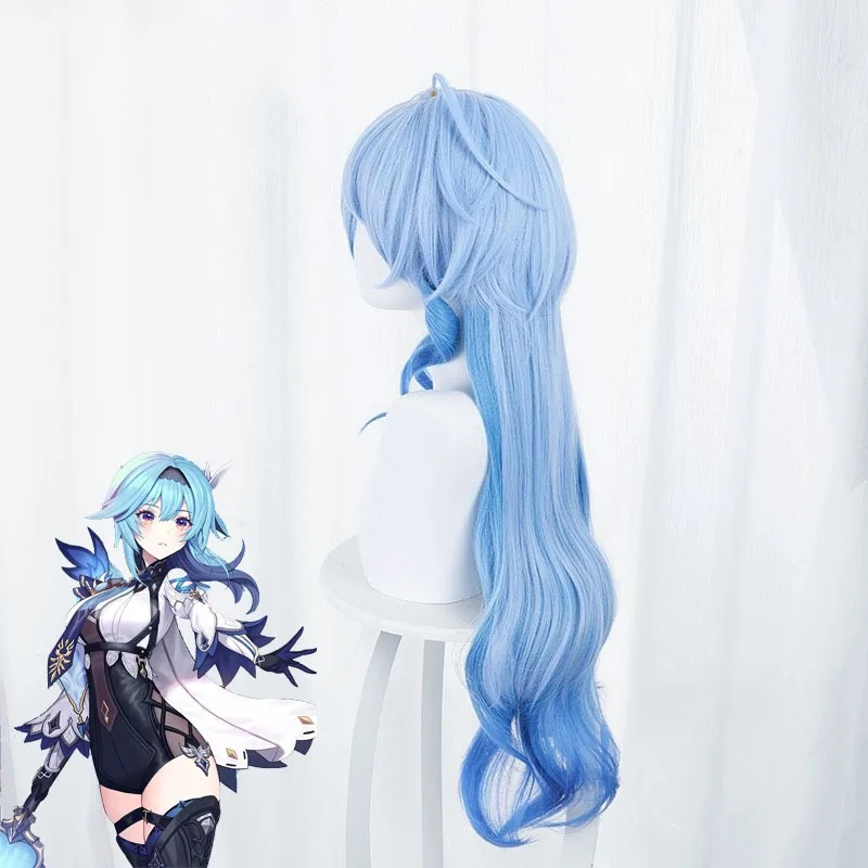 Ganyu Cos Long Curly Hair Halloween Masked Ball Role Play Headwear Oneness Gradient Wig Cover Anime Genshin Impact Character Wig