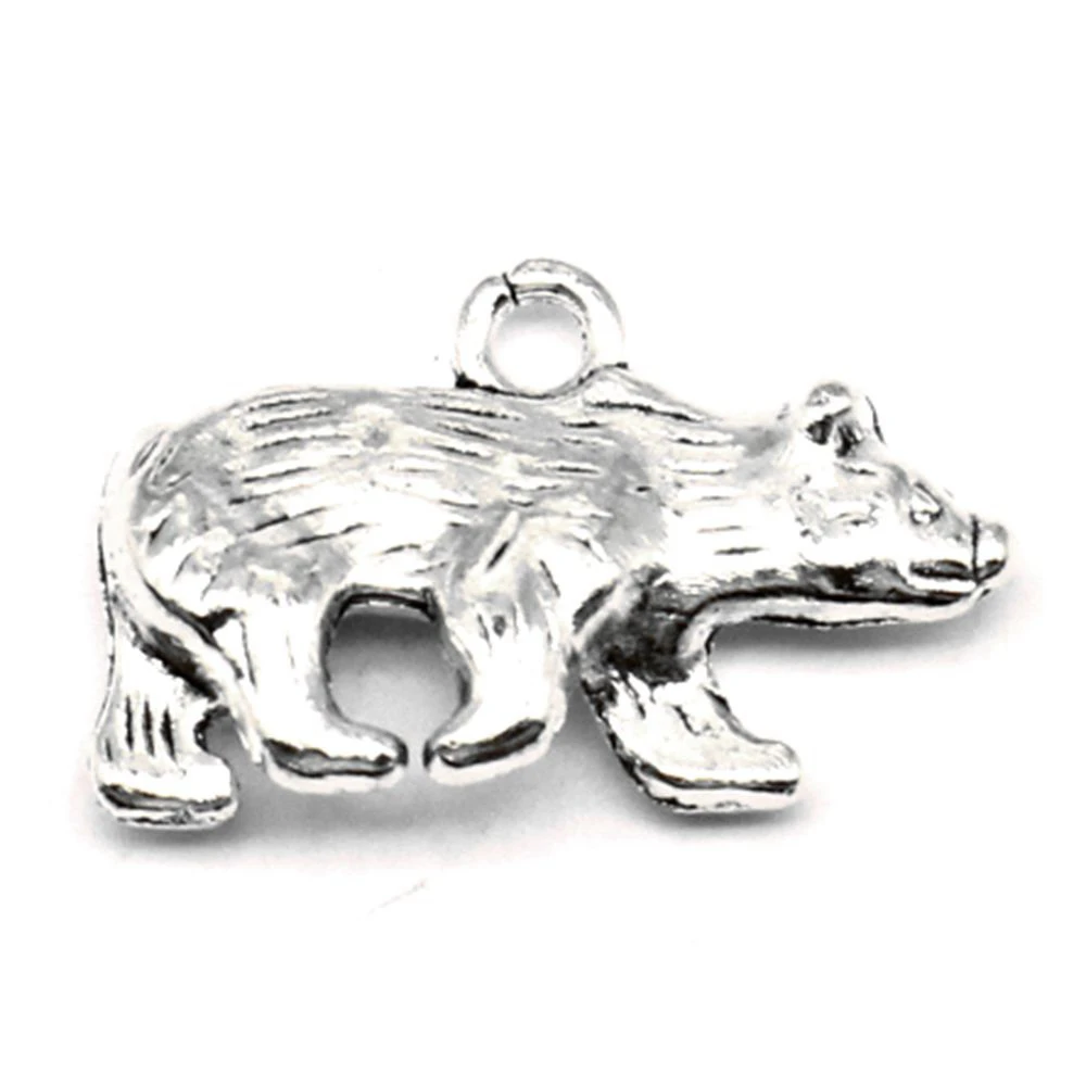 Bear Charms Women Pendant Component Diy Jewelri 15x25mm 5pcs Antique Silver Color