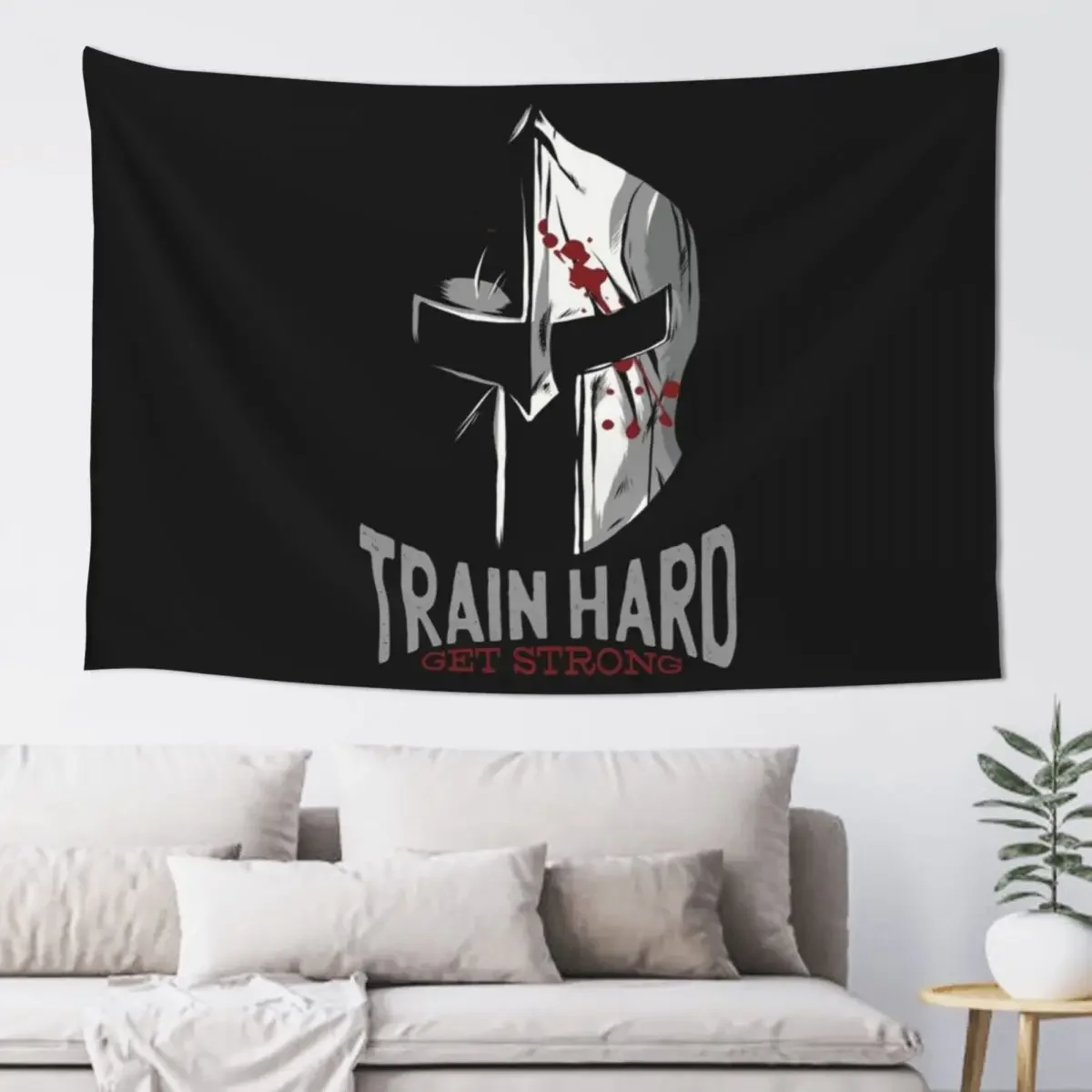 Train Hard Spartan Helmet Sparta Gym Gift Tapestry Wall Deco Bedrooms Decorations Tapestry