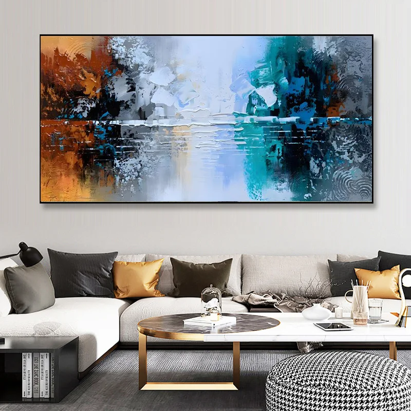 Abstract Landscape Lake View Hand Painted Canvas Painting Posters and Prints Wall Art Pictures Living Room Home Decor No Frame