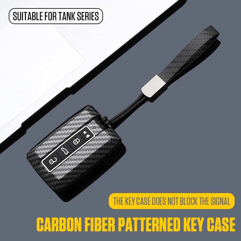 

Carbon Fiber Style ABS for Great Wall GWM WEY TANK 300 500 Tank300 Tank500 Smart Remote Car Key Case Cover Fob Keychain Holder