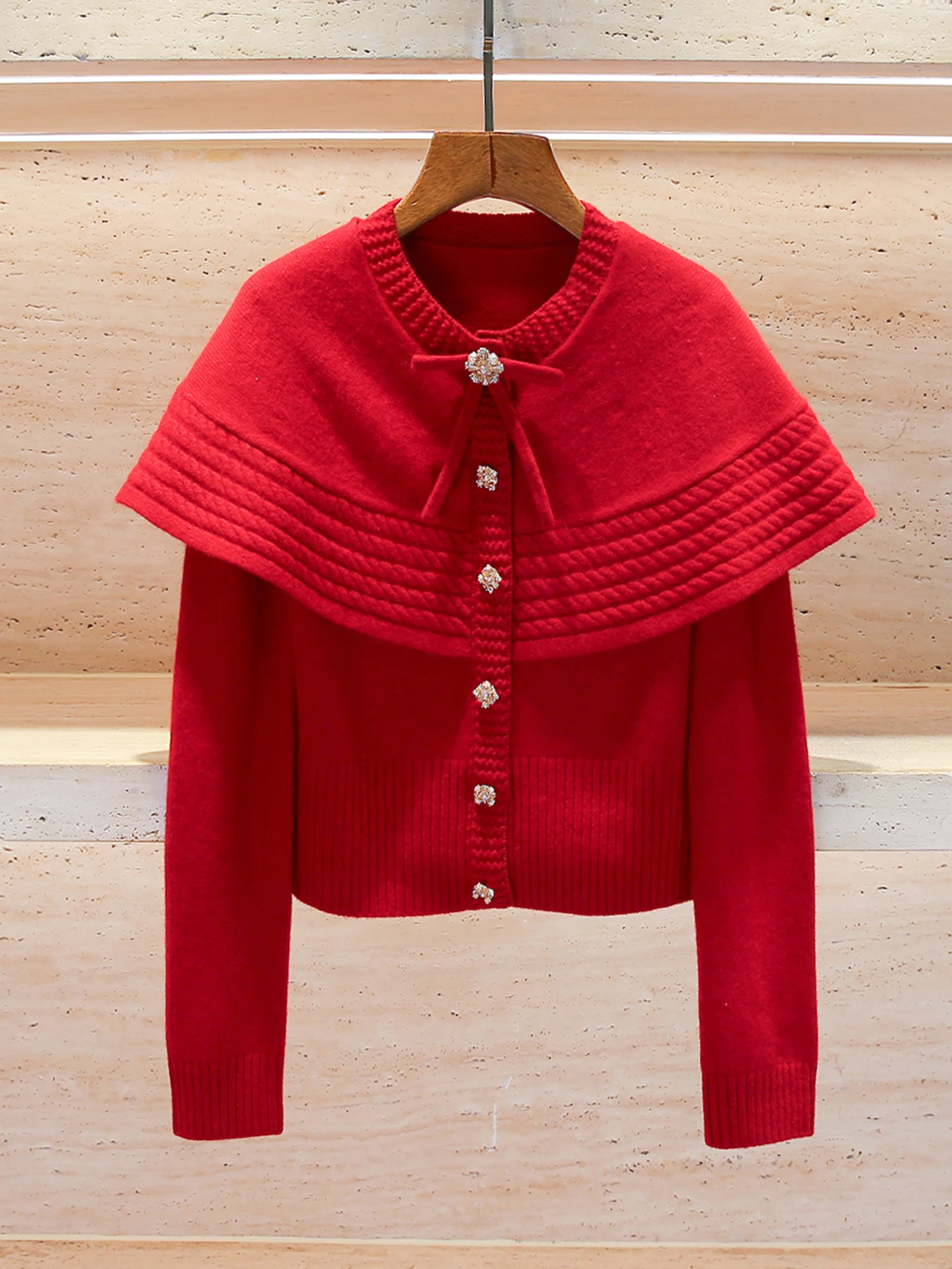 

High-End Women's Spring Knitted Sweater Coat with Bow Design And Small Fraance Sle South Oil Premium Women's Faion