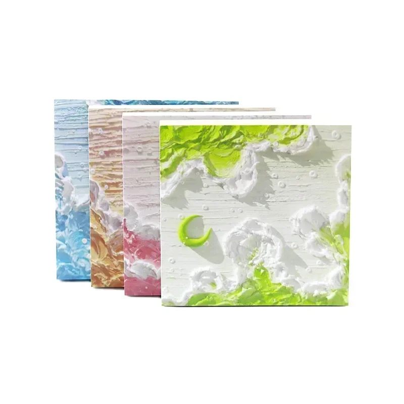 80PCS Kawaii  Landscape Oil Painting Sticky Note Girl's Heart Tent Bottom Material Notepad Can Be Attached with Note Paper