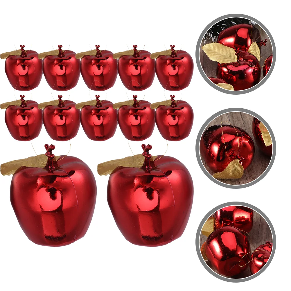 12 Pcs Plastic Apple Pendant Christmas Tree Adorn Hanging Ornaments Black Xmas Decorations Outdoor