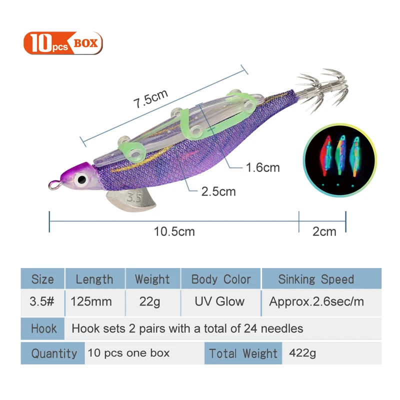 10pcs Webfoot Octopus Egi Fishing Lure Squid Jig Hook Artificial Bundled Luminous Cuttlefish Fishing Kit Octopus Bait Sea Tackle