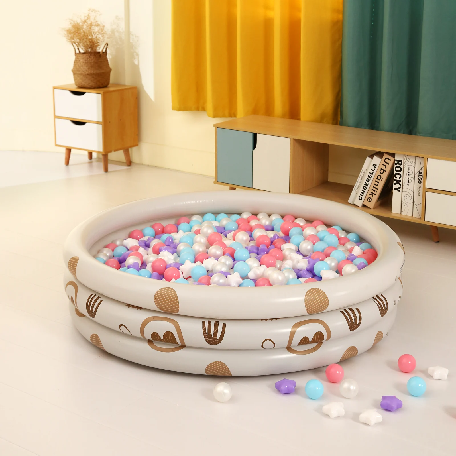 100pcs BPA Free Non-Toxic Plastic Ball Pit Balls Round and Star Shape with 6 Colours for Kids Ball Pit and Pool Toys