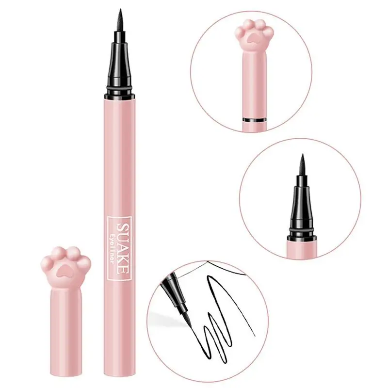 Liquid Eyeliner Waterproof Eyeliner Pencil With Cute Cat Paw All Day Waterproof Liquid Eyeliner Quick Drying Mechanical Eyeliner