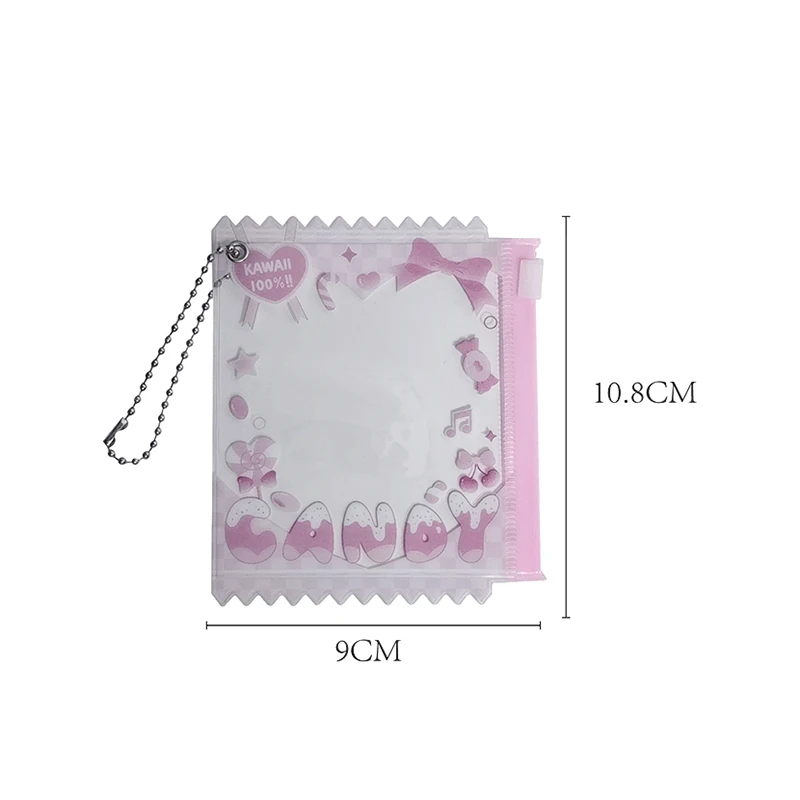 Cartoon Transparent PVC Candy Badge Storage Bags With Keyring Mini Dolls Organizer Pouches Display Bag Gift