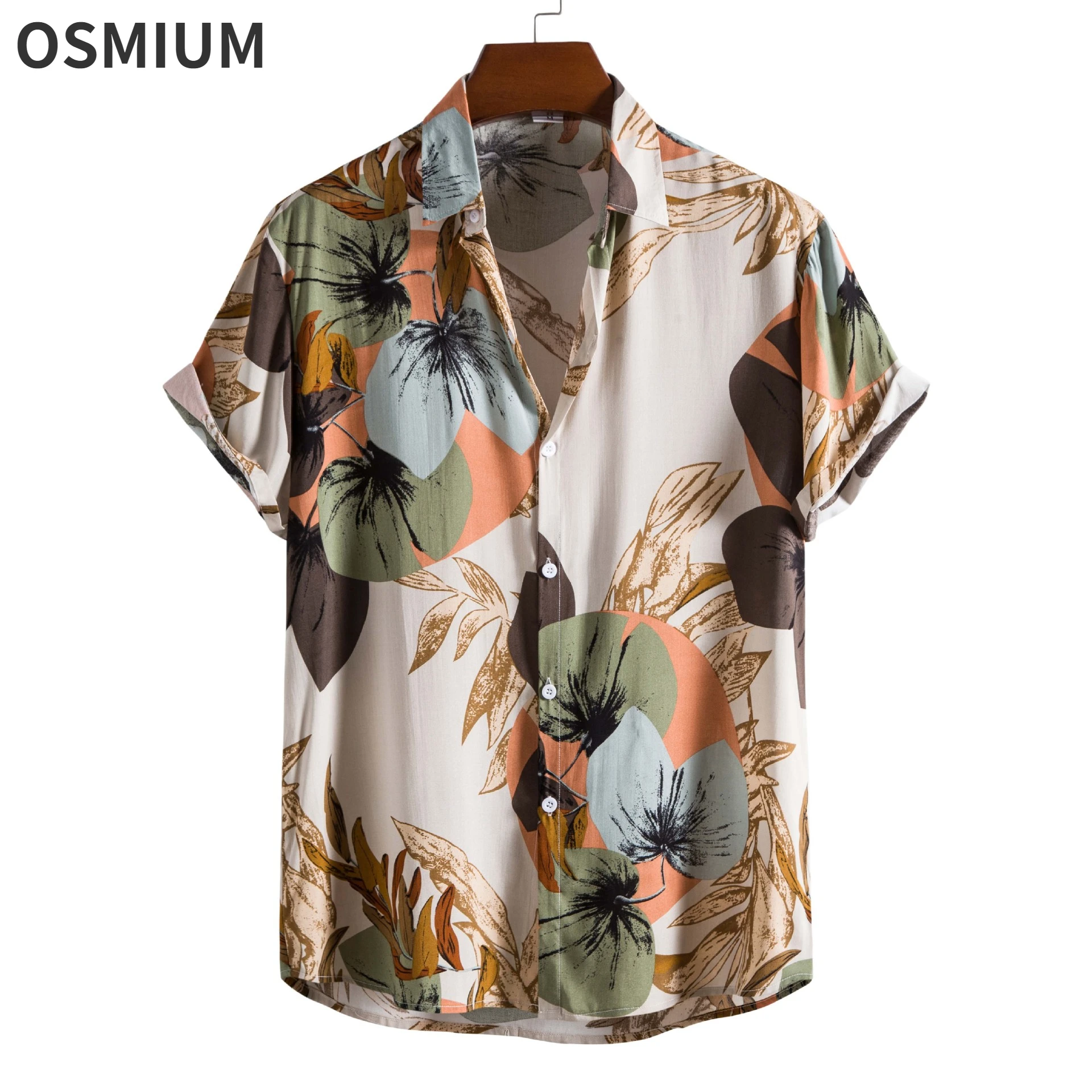 Mens Summer Short Sleeve Floral Printed Beachwear Flower Shirt Plus Size Cotton Shirt Boys Button Up Hawaiian Vacation Shirt Xxl