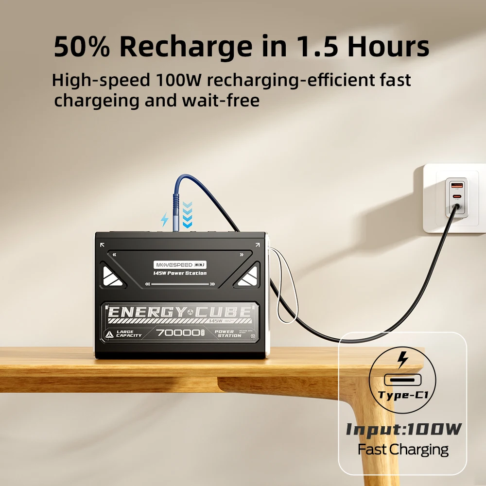 MOVESPEED Z70Pro 파워 뱅크 70000mAh 140W PD 고속 충전 외장 배... - 5