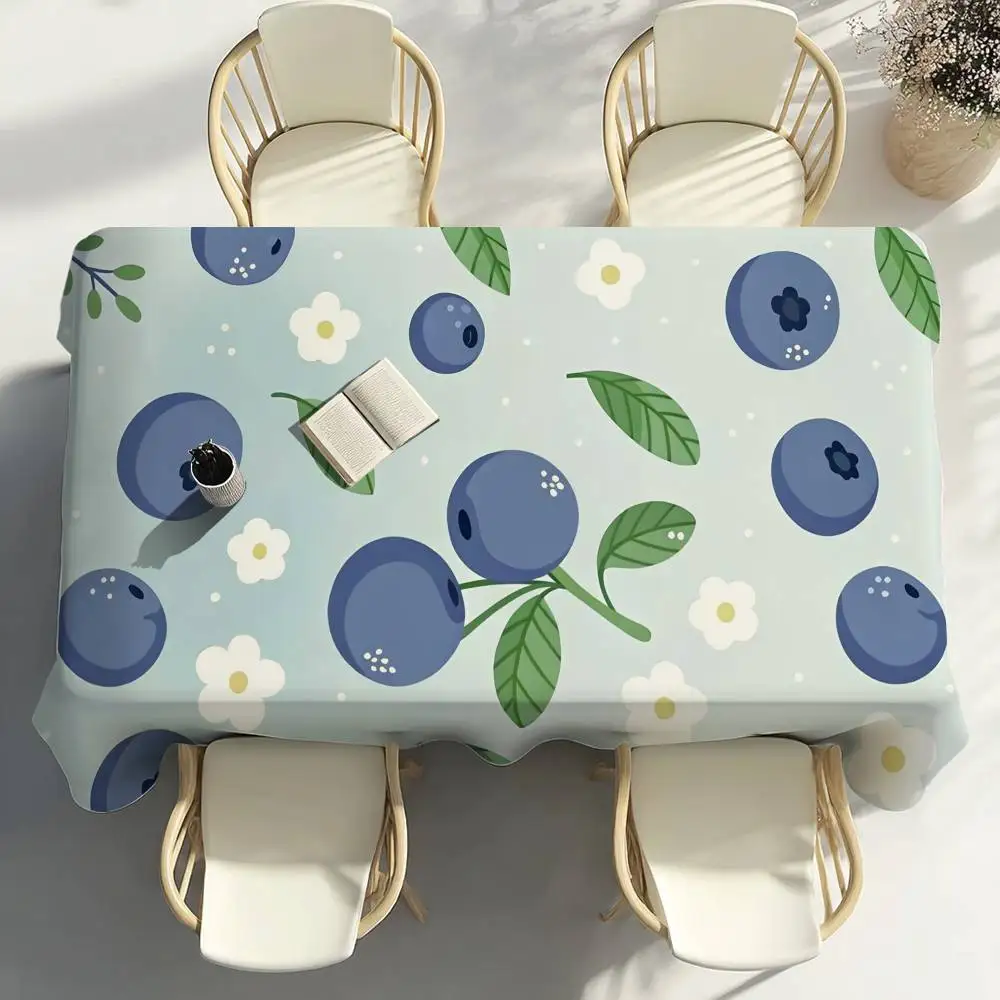 Blueberry Fruit Blue Table Cloth Party Decor Dining Room Home Kitchen Patios Waterproof Stain-Proof Table Cloth
